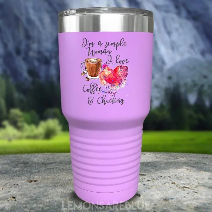 Just A Simple Woman Coffee Chickens Color Printed Tumblers