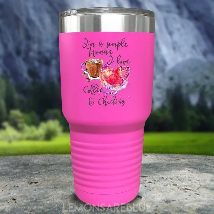 Just A Simple Woman Coffee Chickens Color Printed Tumblers