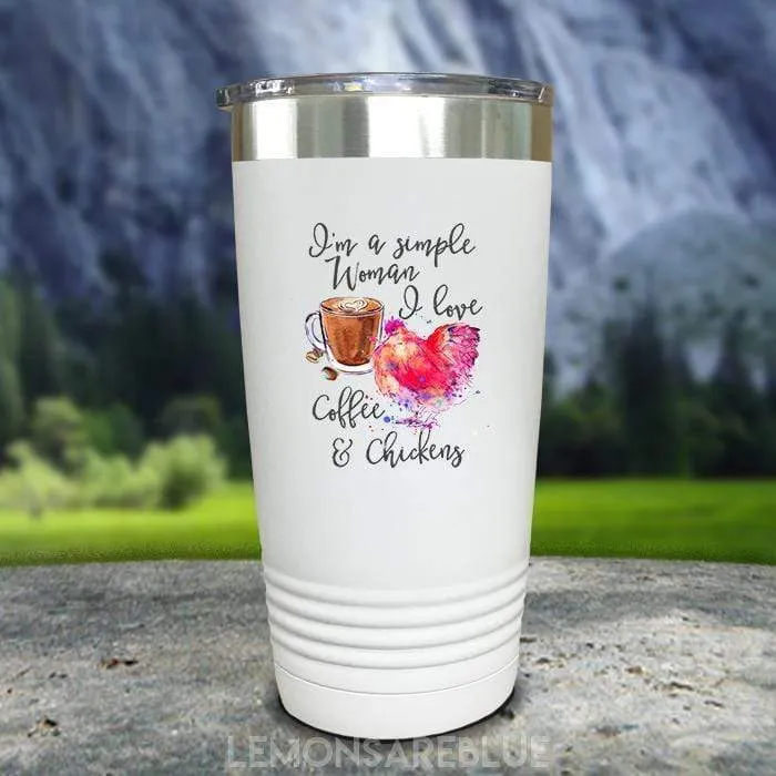 Just A Simple Woman Coffee Chickens Color Printed Tumblers