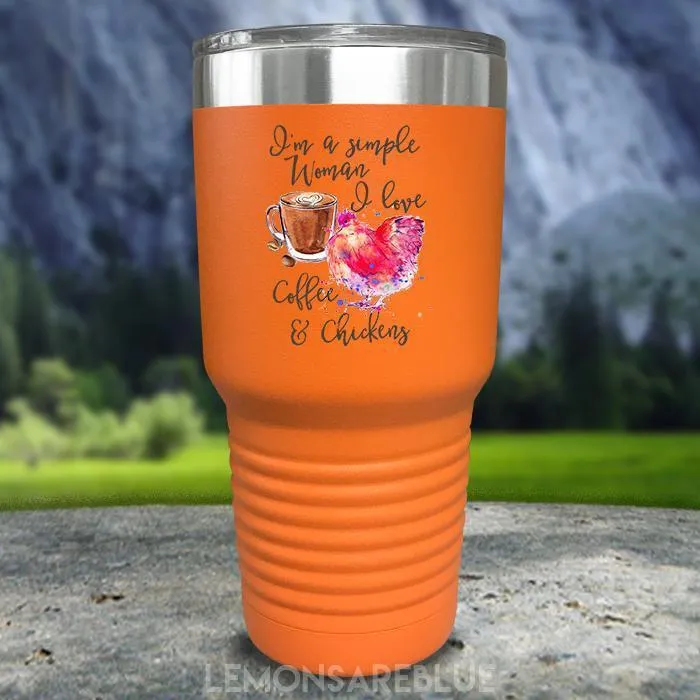 Just A Simple Woman Coffee Chickens Color Printed Tumblers