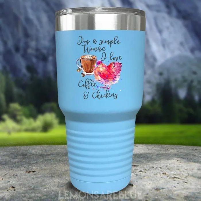 Just A Simple Woman Coffee Chickens Color Printed Tumblers