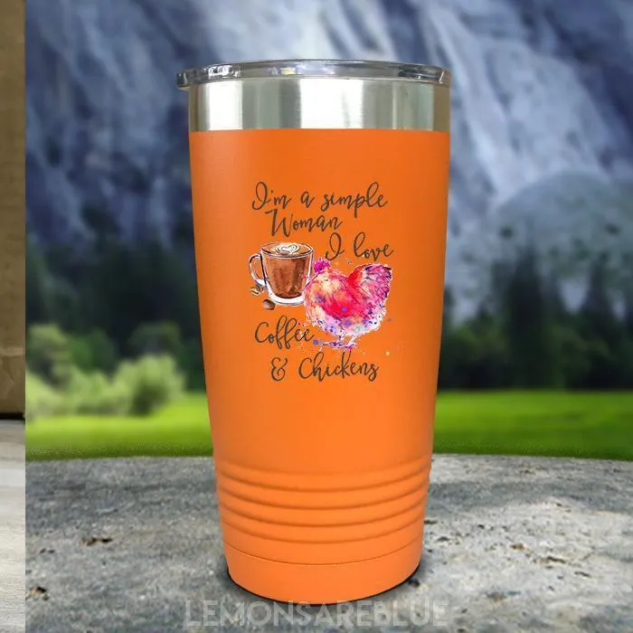 Just A Simple Woman Coffee Chickens Color Printed Tumblers