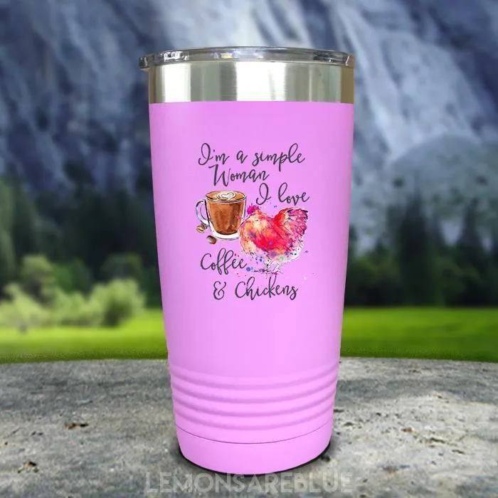 Just A Simple Woman Coffee Chickens Color Printed Tumblers