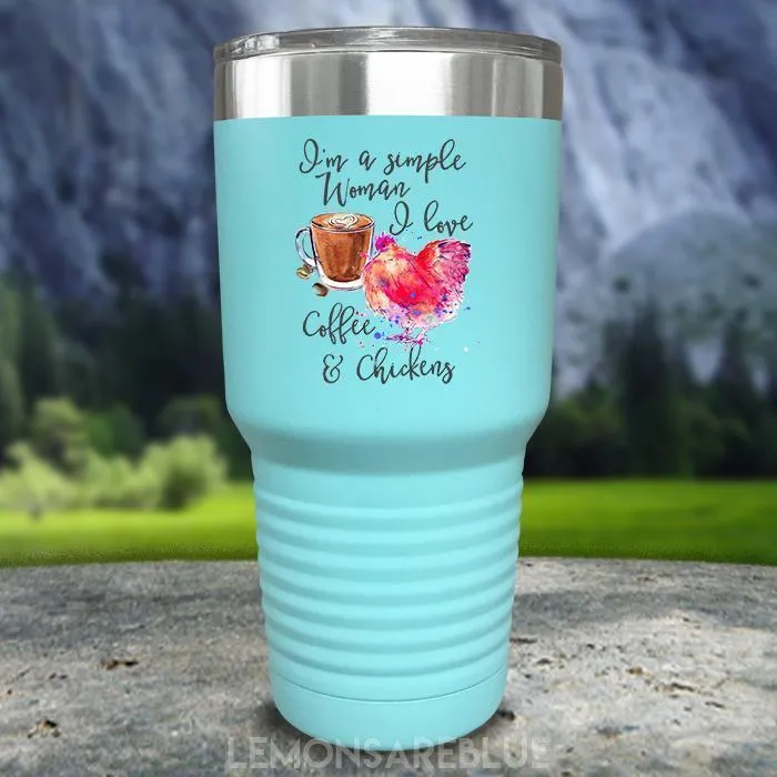 Just A Simple Woman Coffee Chickens Color Printed Tumblers