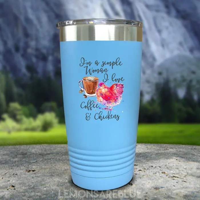 Just A Simple Woman Coffee Chickens Color Printed Tumblers