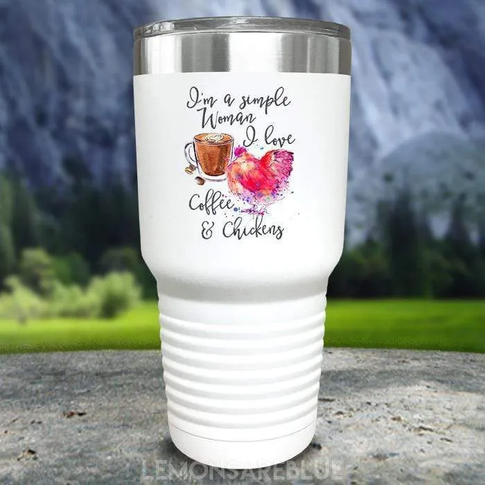 Just A Simple Woman Coffee Chickens Color Printed Tumblers