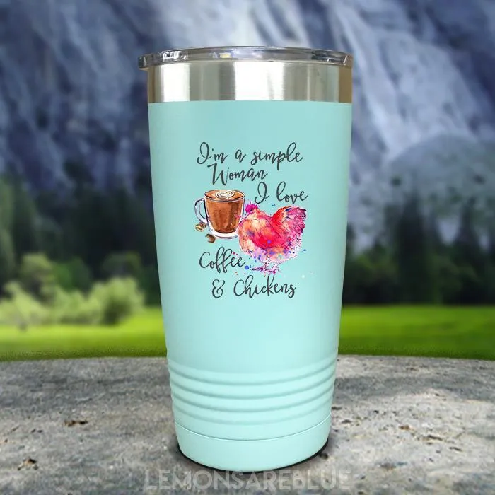 Just A Simple Woman Coffee Chickens Color Printed Tumblers