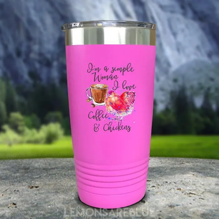 Just A Simple Woman Coffee Chickens Color Printed Tumblers