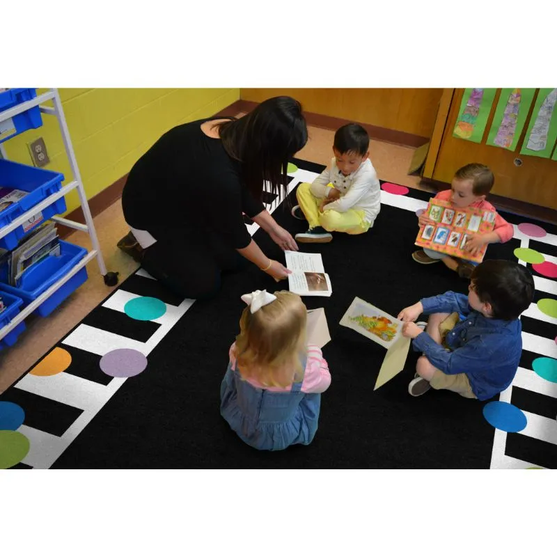 Just Teach Polka Dot Border Rug