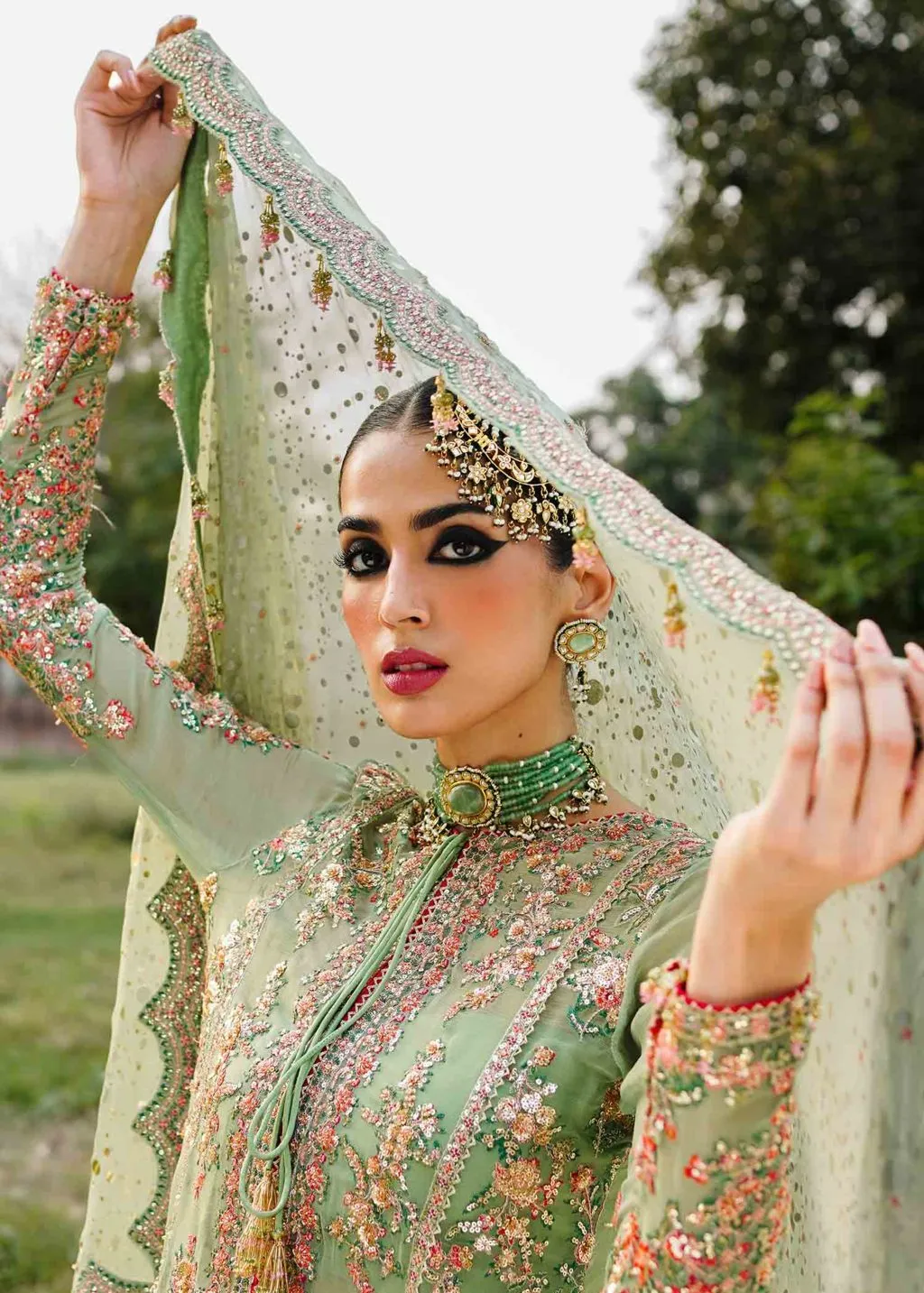 Kameez and Sharara Mint Green Pakistani Wedding Dress