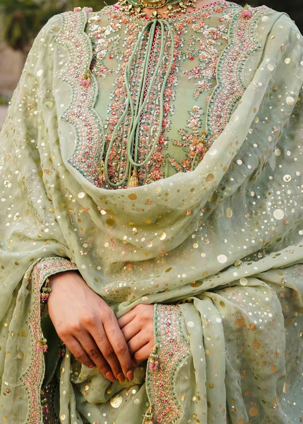 Kameez and Sharara Mint Green Pakistani Wedding Dress