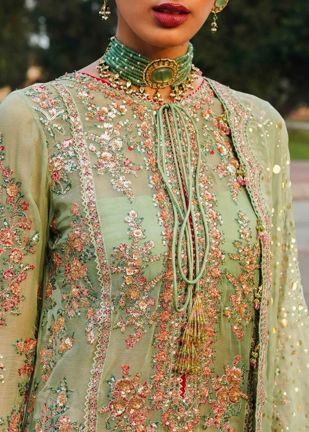 Kameez and Sharara Mint Green Pakistani Wedding Dress