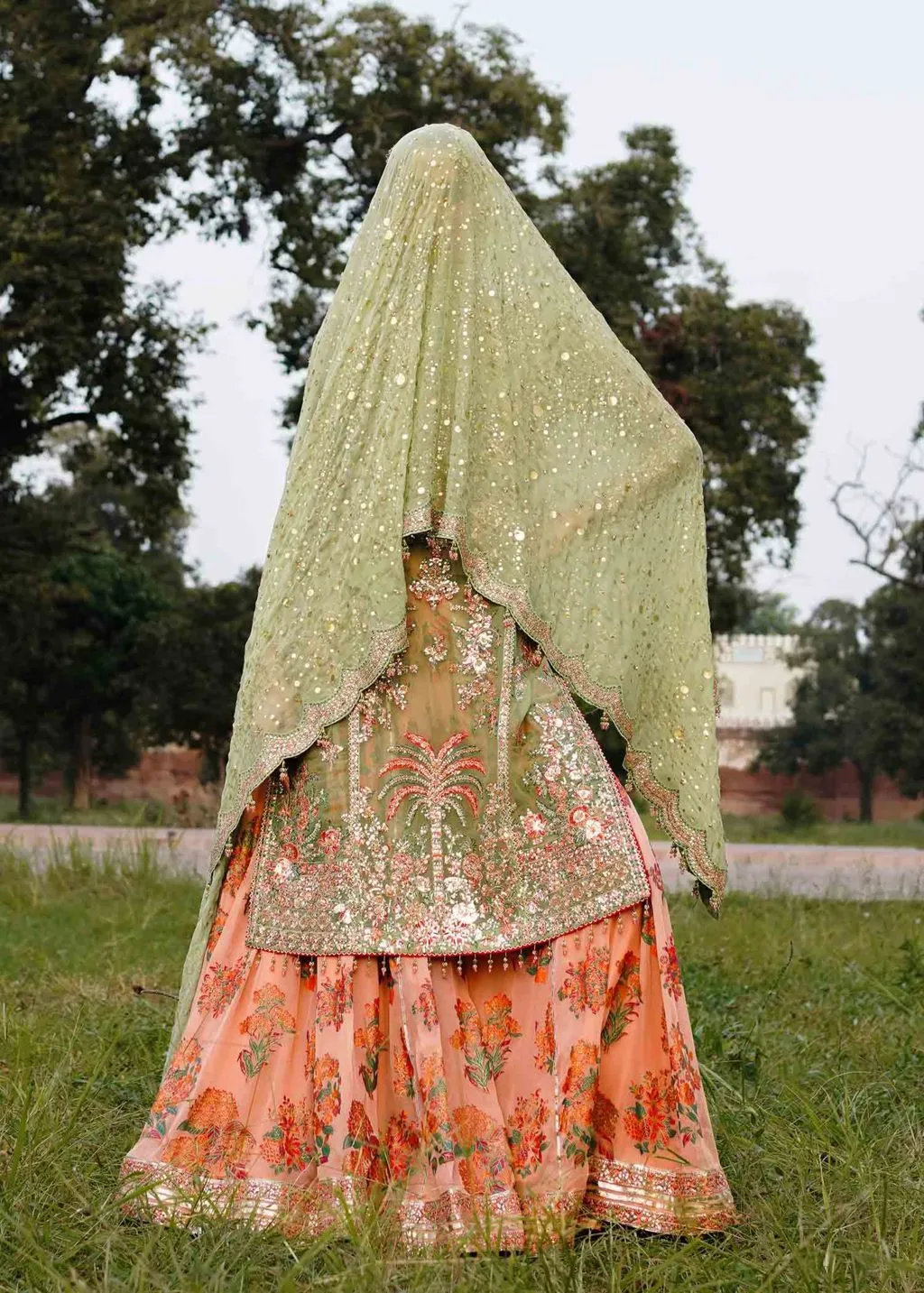 Kameez and Sharara Mint Green Pakistani Wedding Dress