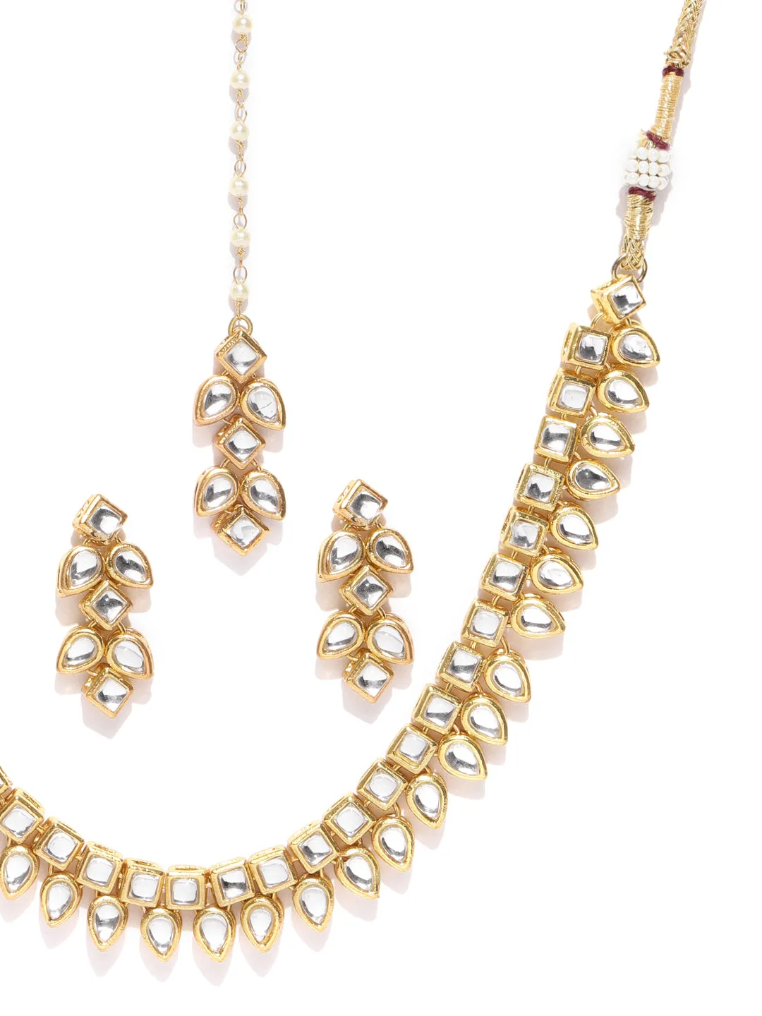 Karatcart Gold-Plated Handcrafted Kundan Stone-Studded Necklace Set