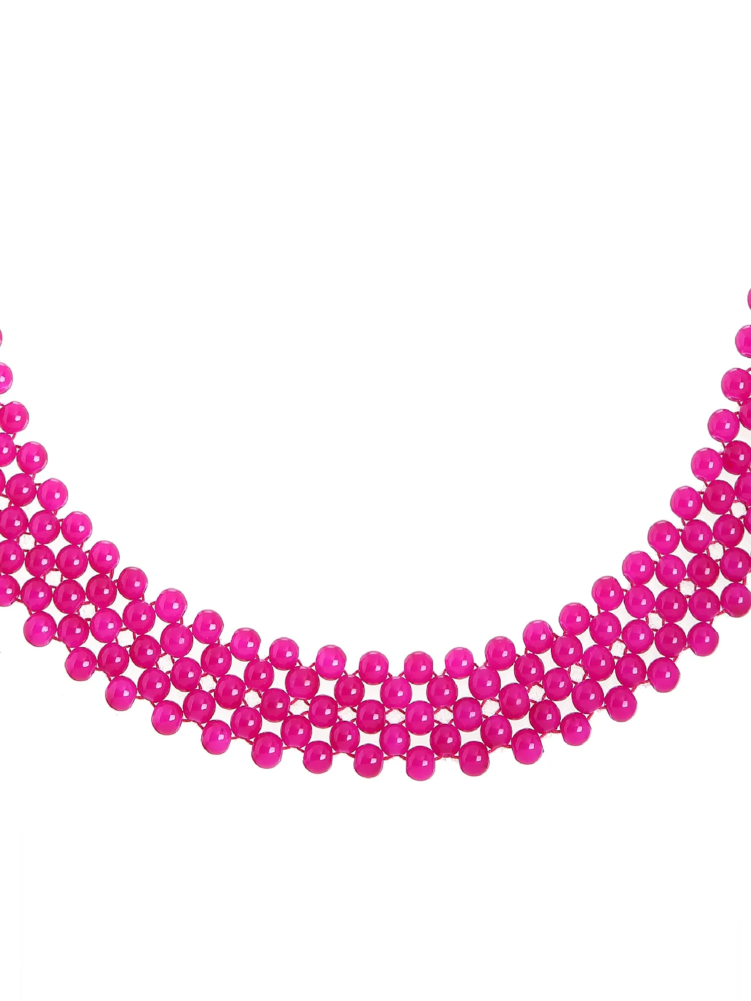 Karatcart Handcrafted Pink Beaded Jaal Hairband