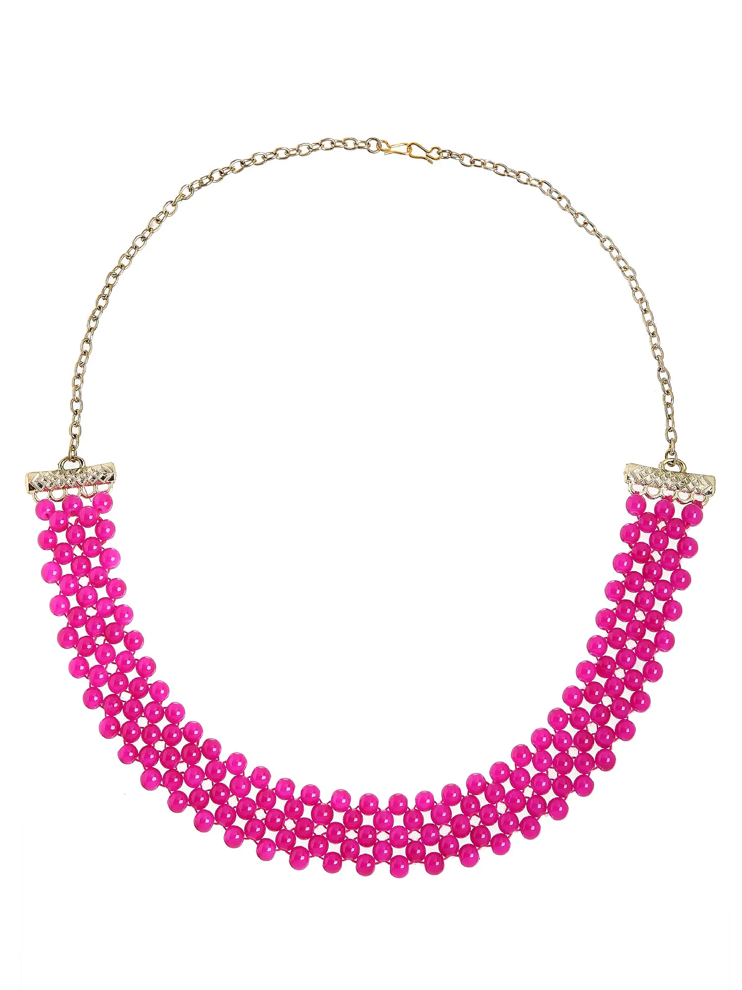 Karatcart Handcrafted Pink Beaded Jaal Hairband
