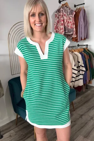 Karissa Green/White Stripe Dress