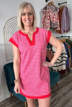Katelyn Pink/Red Striped Dress