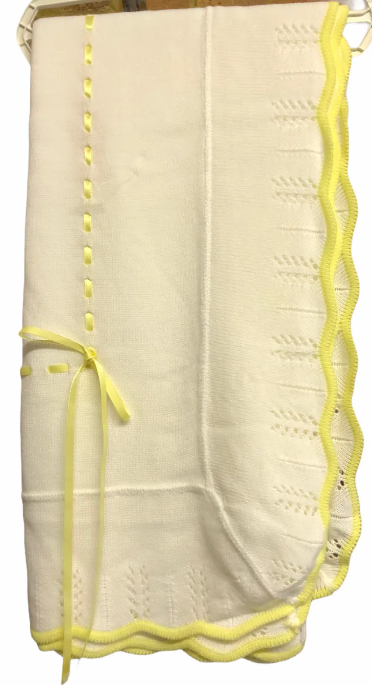 Knitted Shawls with Ribbon and Trimmed Detail - 2220