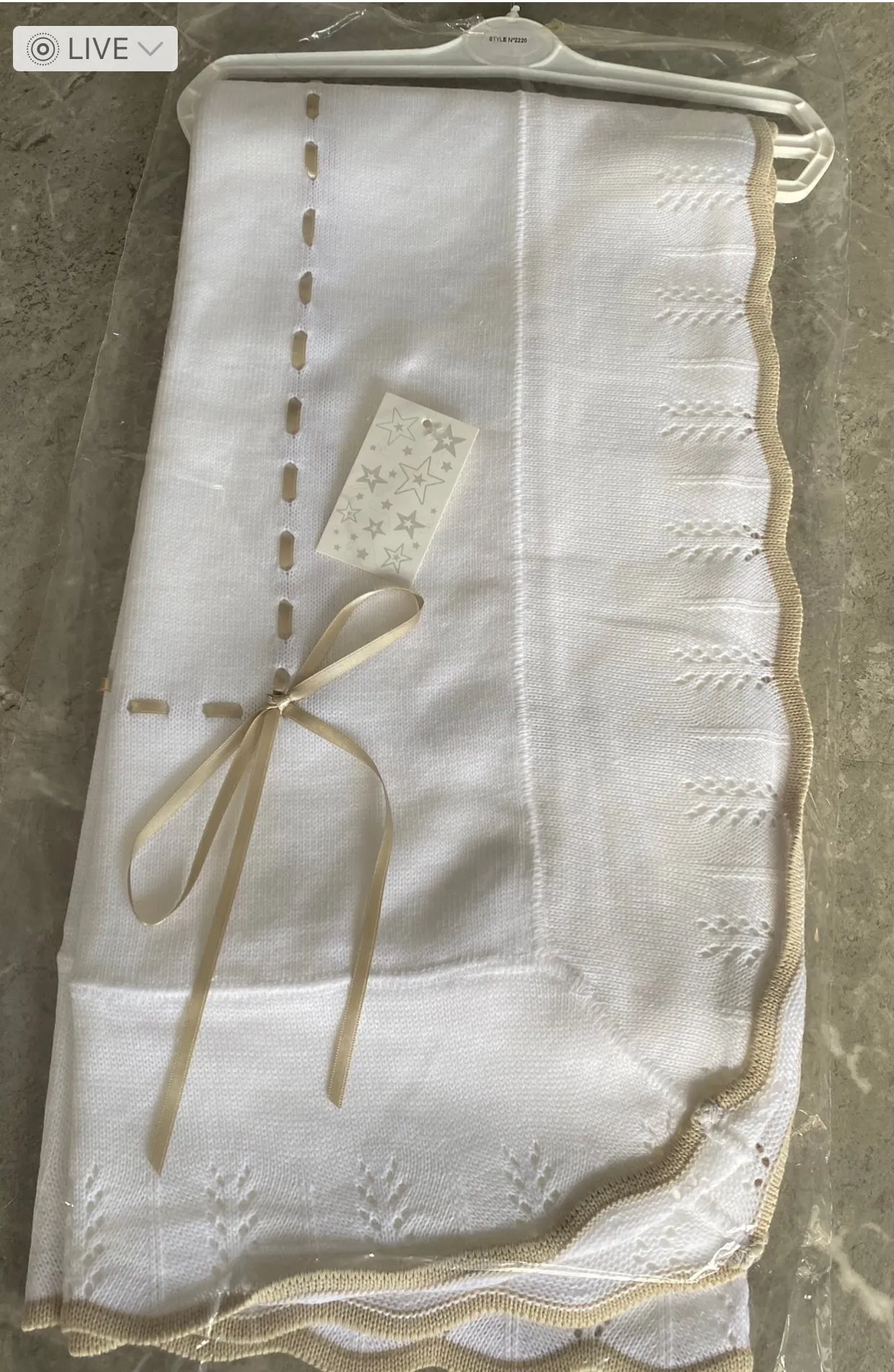 Knitted Shawls with Ribbon and Trimmed Detail - 2220