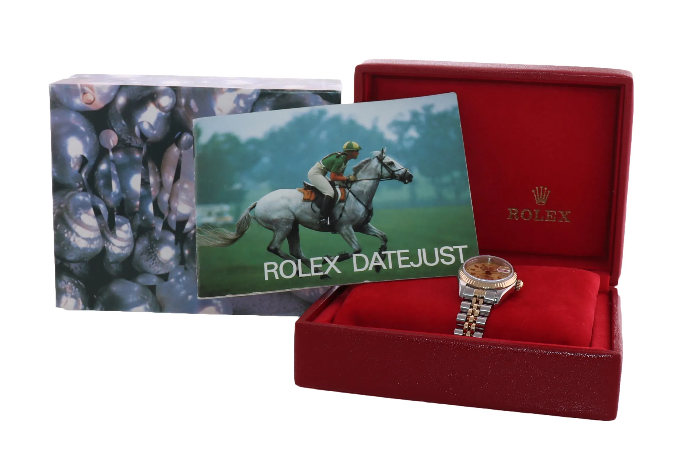 Ladies Rolex DateJust 26mm 69173 Two Tone Gold Steel Champagne Watch Box