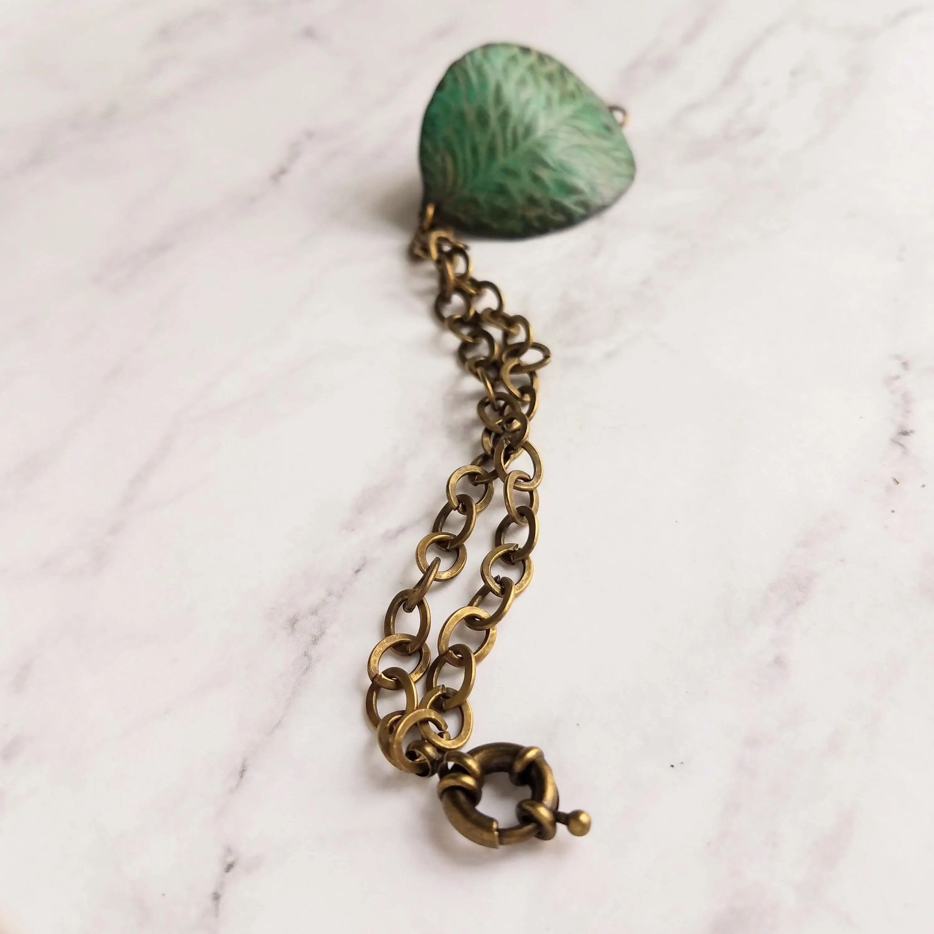 Large Leaf Bracelet, patina leaf bracelet, big leaf bracelet, verdigris patina bracelet, nature bracelet, rustic bracelet, oversized leaf
