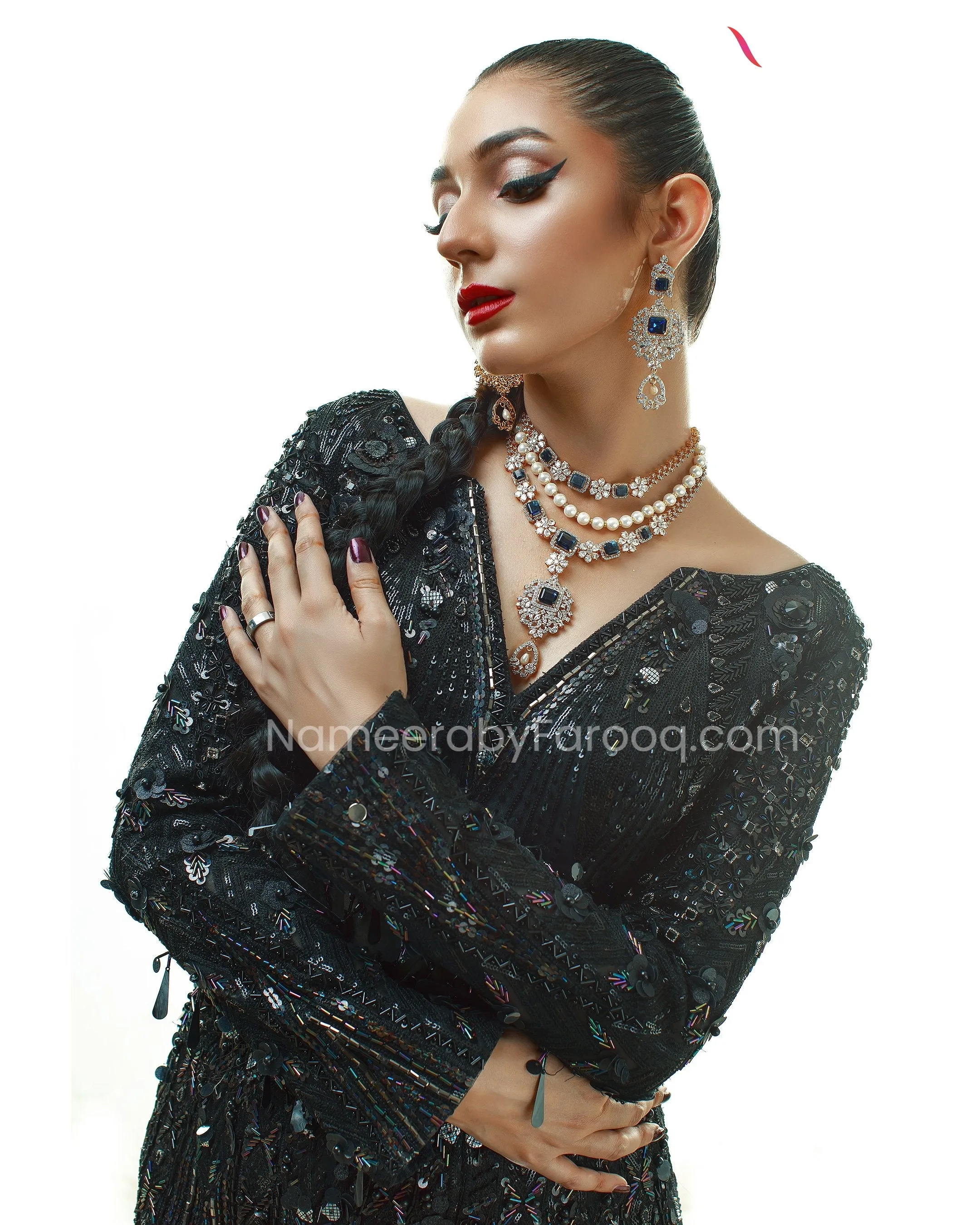 Latest Bridal Maxi Dress Pakistani in Black #BS502