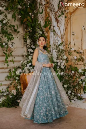 Latest Pakistani Bridal Long Frock Lehenga Dress #BS546