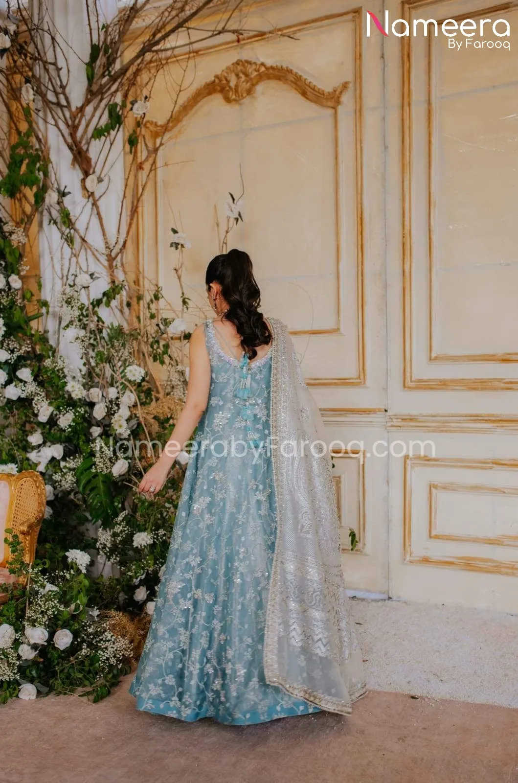 Latest Pakistani Bridal Long Frock Lehenga Dress #BS546