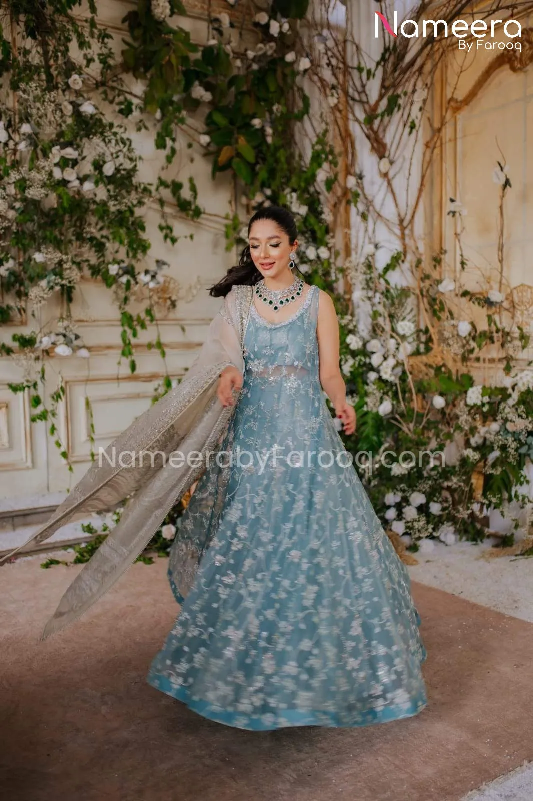 Latest Pakistani Bridal Long Frock Lehenga Dress #BS546