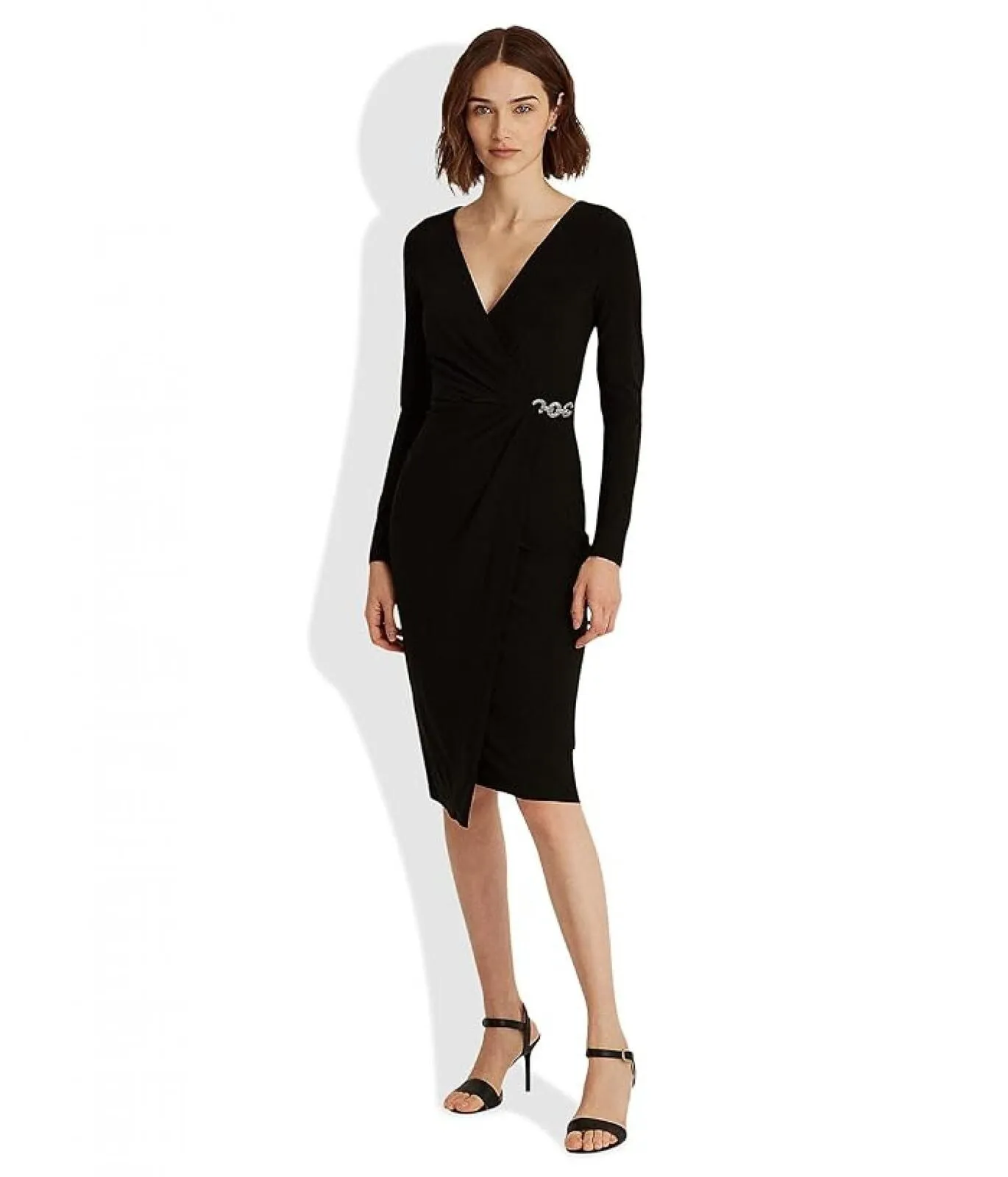 Lauren Ralph Lauren Womens Matte Jersey Surplice Dress 253792266002