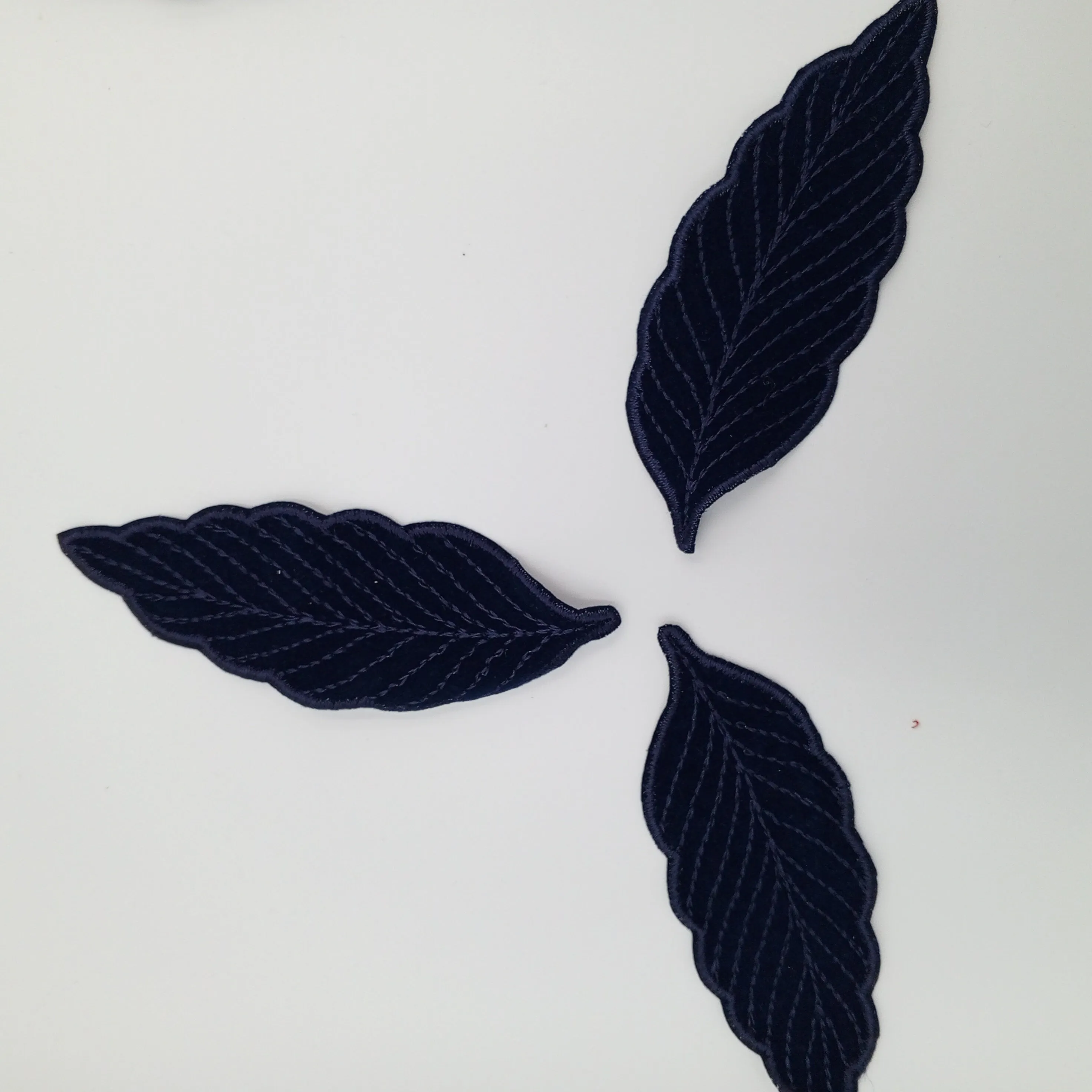 Leaf Embroidery Patch Vintage Dark Navy Embroidered Leaf Fabric Patches for DIY Sewing Crafting, Clothing Revamps, Quilting, Embellishments