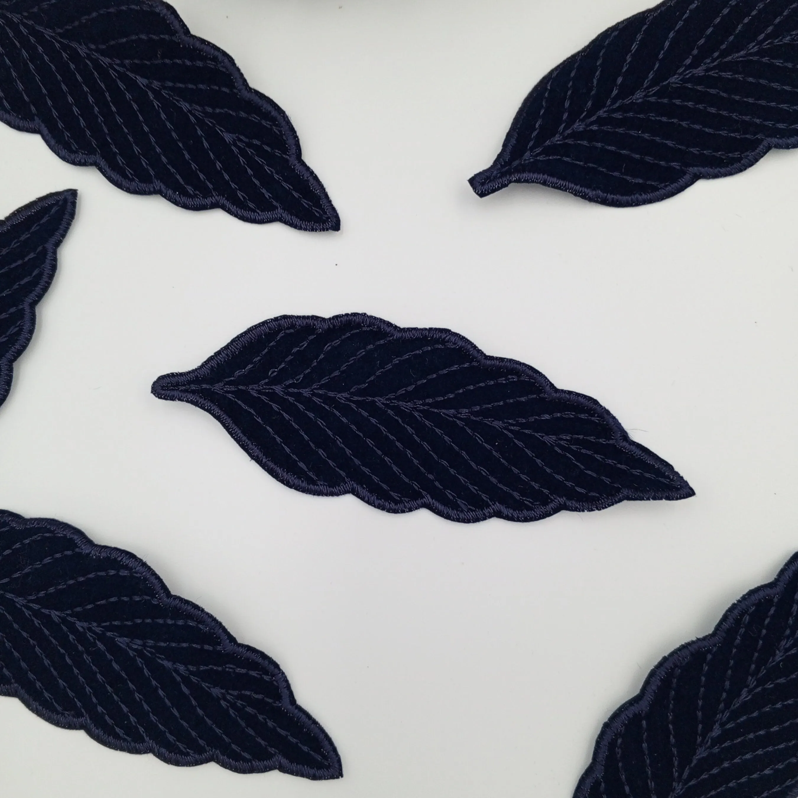 Leaf Embroidery Patch Vintage Dark Navy Embroidered Leaf Fabric Patches for DIY Sewing Crafting, Clothing Revamps, Quilting, Embellishments