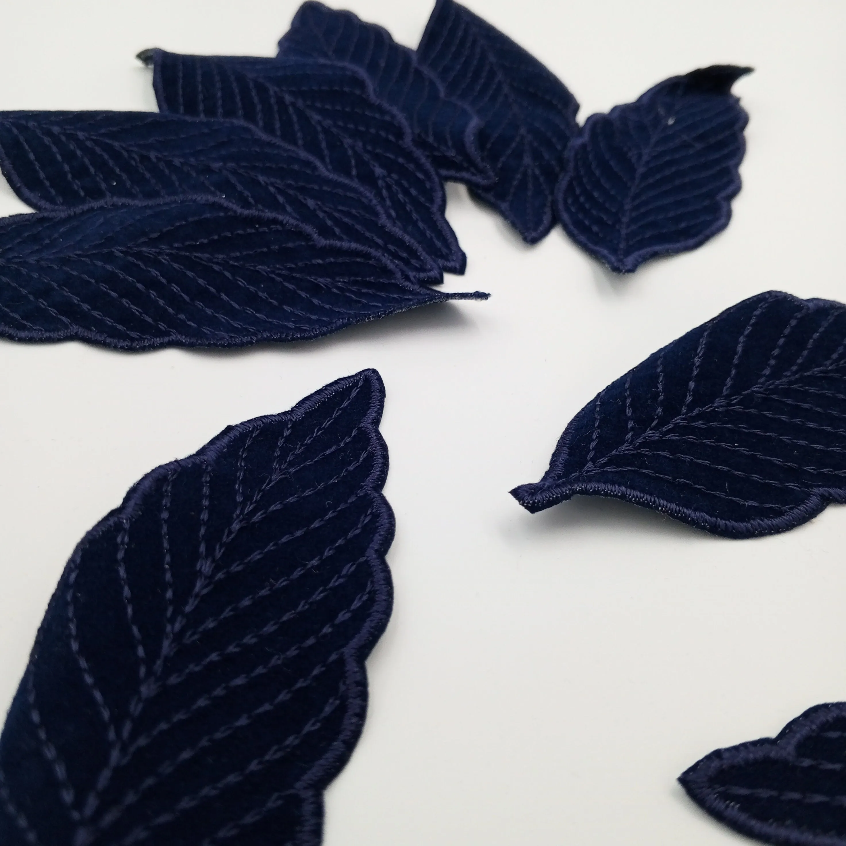 Leaf Embroidery Patch Vintage Dark Navy Embroidered Leaf Fabric Patches for DIY Sewing Crafting, Clothing Revamps, Quilting, Embellishments