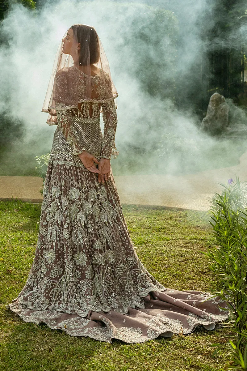 Lehenga Dupatta and Open Gown Pakistani Bridal Dress
