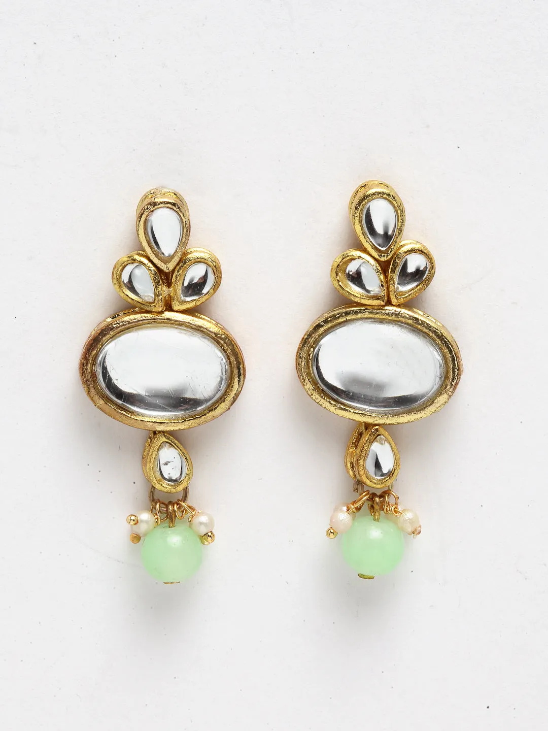 Light Green Multistrand Embellished Kundan Choker Necklace Set