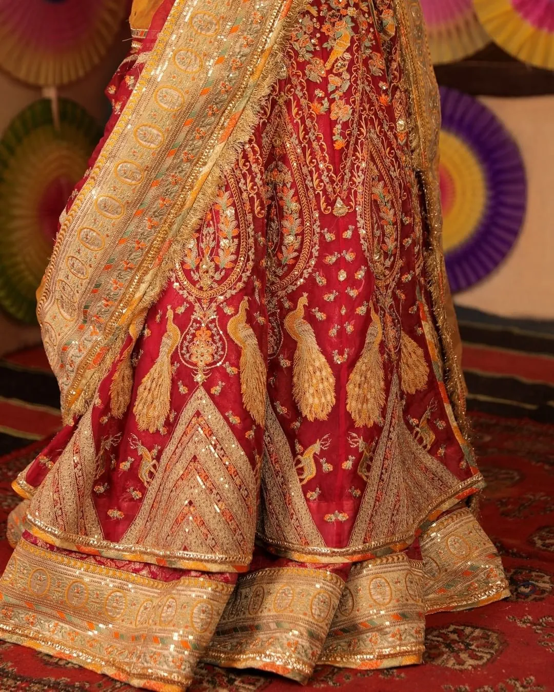Long Jacket Lehenga Pink Pakistani Bridal Dress #BS814