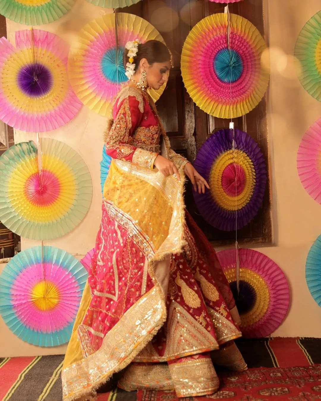 Long Jacket Lehenga Pink Pakistani Bridal Dress #BS814