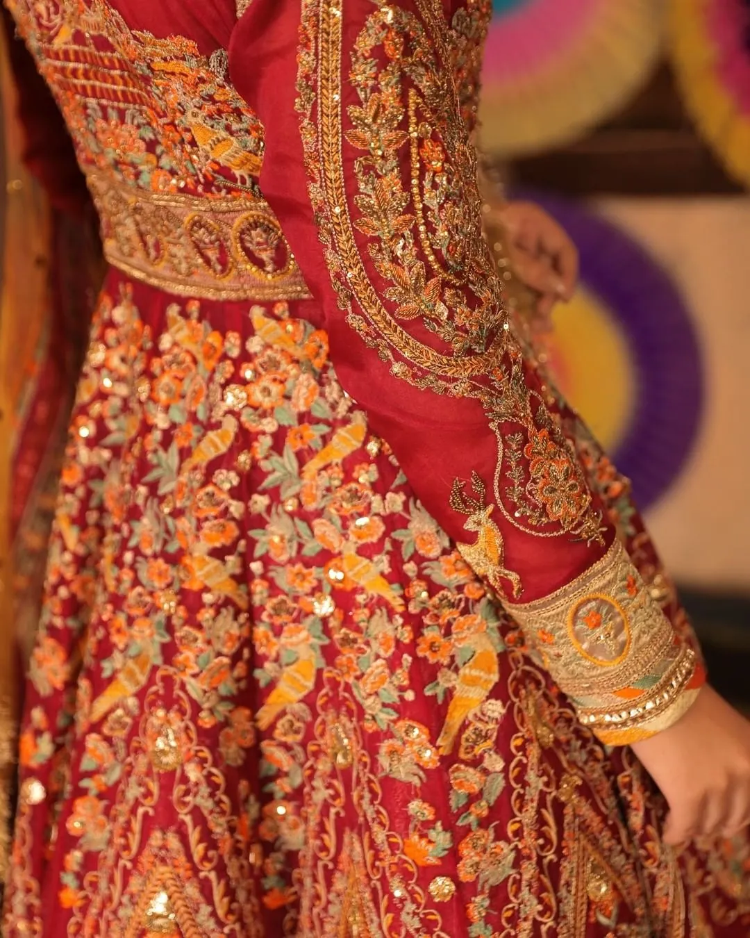 Long Jacket Lehenga Pink Pakistani Bridal Dress #BS814