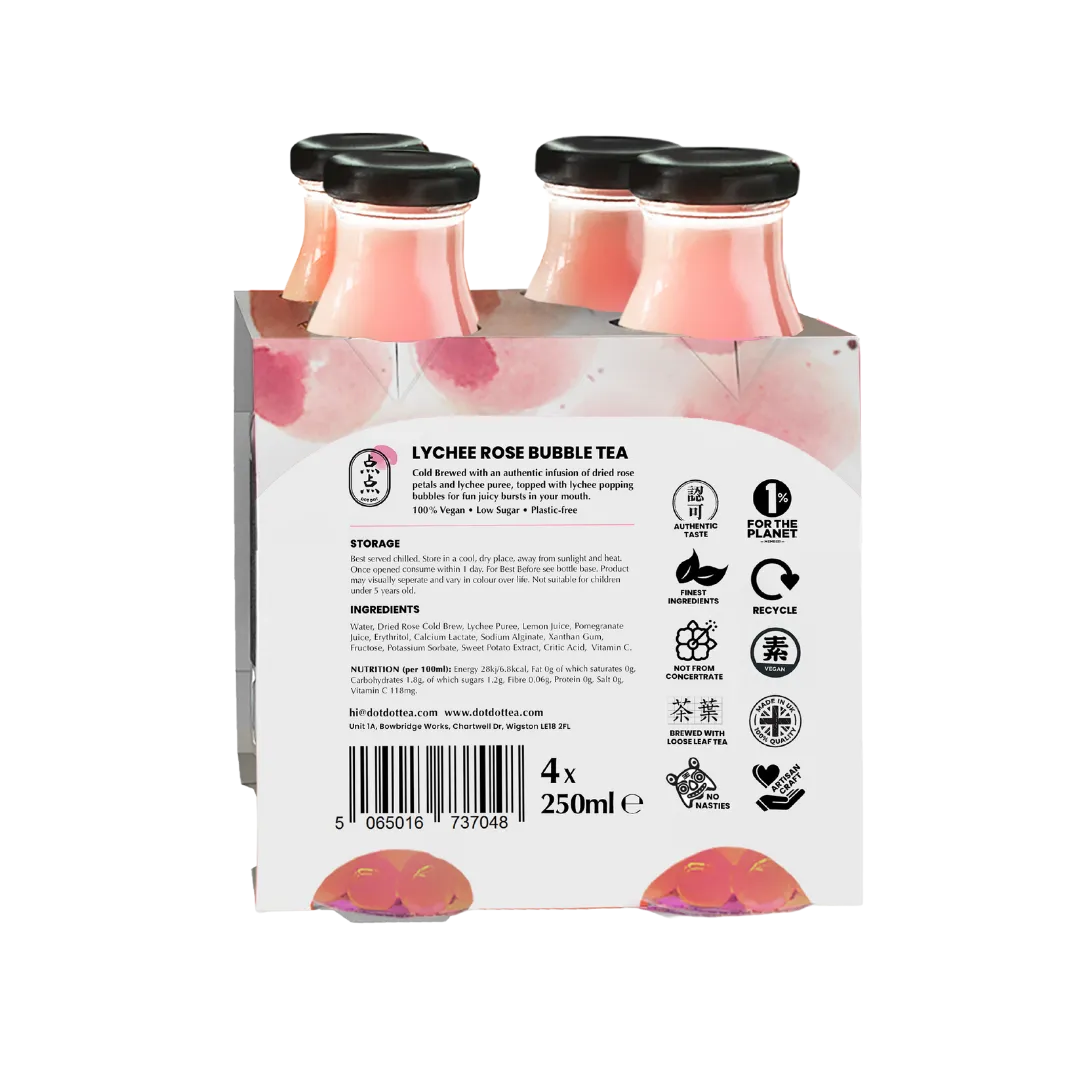 Lychee Rose Bubble Tea 4 x 4 x 250ml