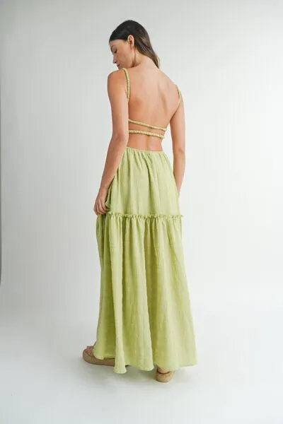 MABLE Cutout Waist Backless Maxi Dress