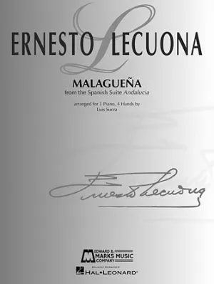 Malagueña Piano Duet (1 Piano, 4 Hands) by Ernesto Lecuona