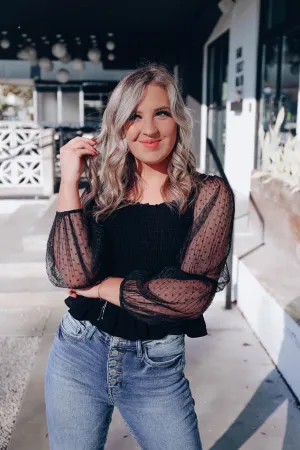 Marcellus Mesh Sleeve Crop Top