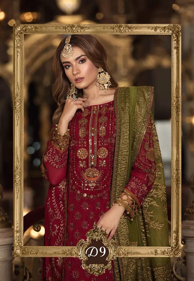 Maria b. Wedding Maroon Silk and Net Suit