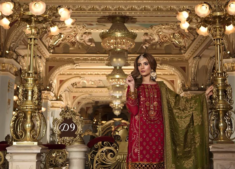 Maria b. Wedding Maroon Silk and Net Suit
