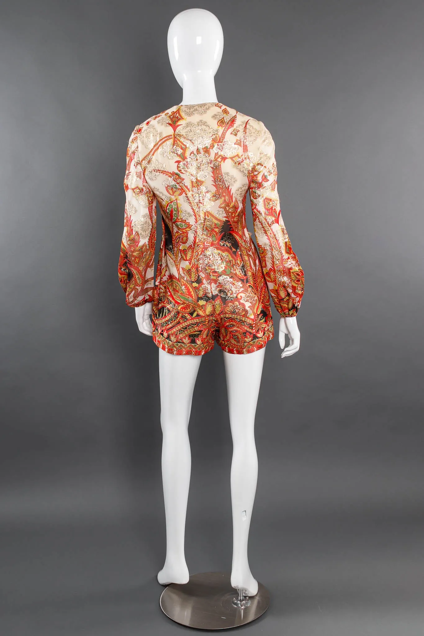 Metallic Floral Romper & Skirt Set