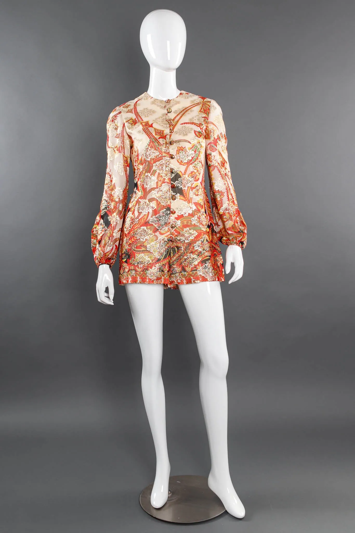 Metallic Floral Romper & Skirt Set