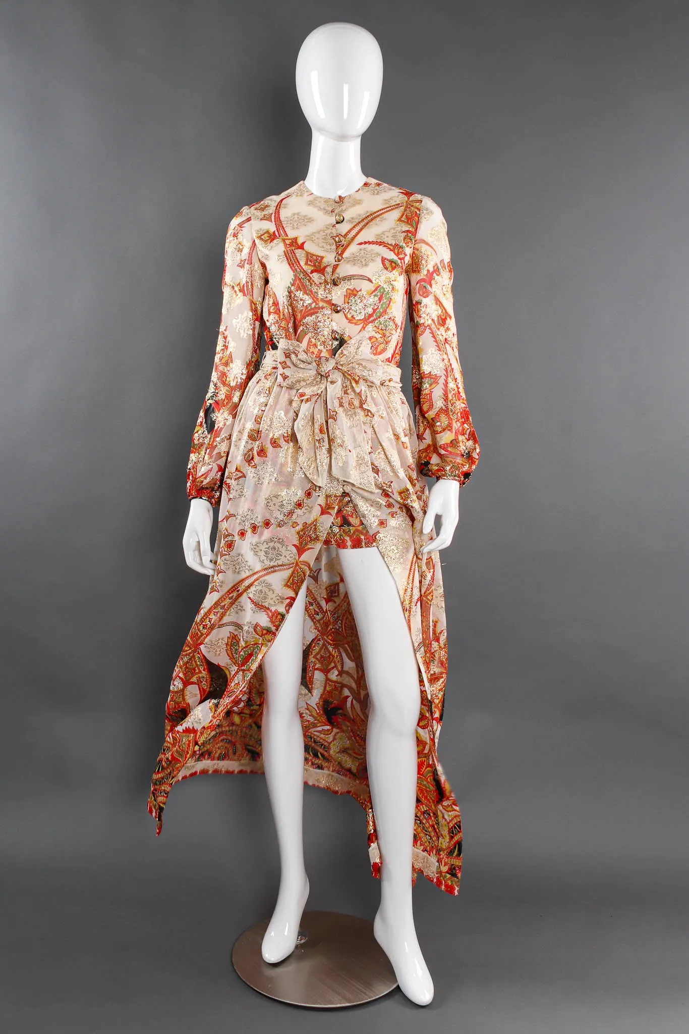 Metallic Floral Romper & Skirt Set