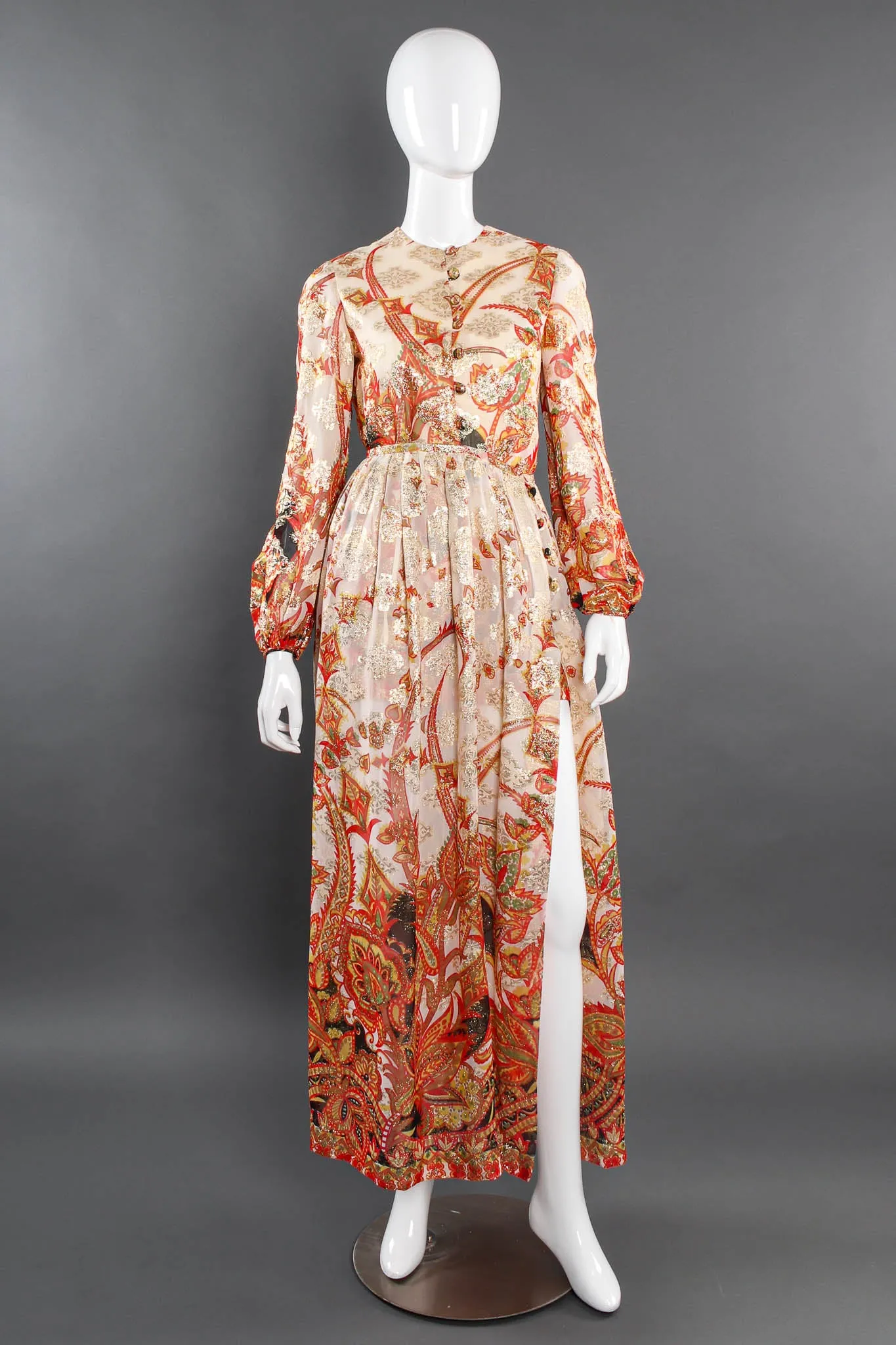 Metallic Floral Romper & Skirt Set