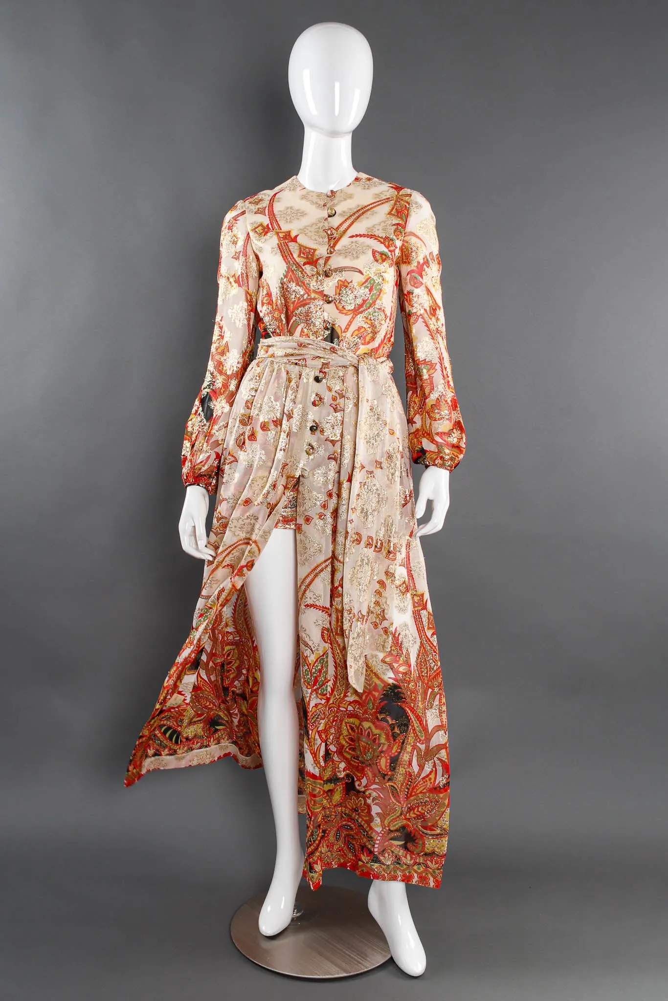 Metallic Floral Romper & Skirt Set